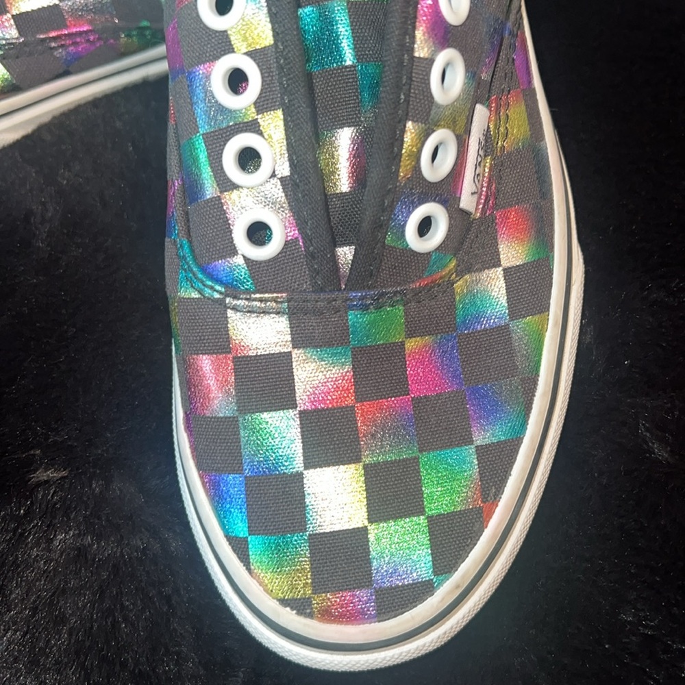 🎯VANS•METALLIC CHECKERBOARD LOW TOP LACE UP•SIZE M4|W5.5|EUR35 - Picture 4 of 15